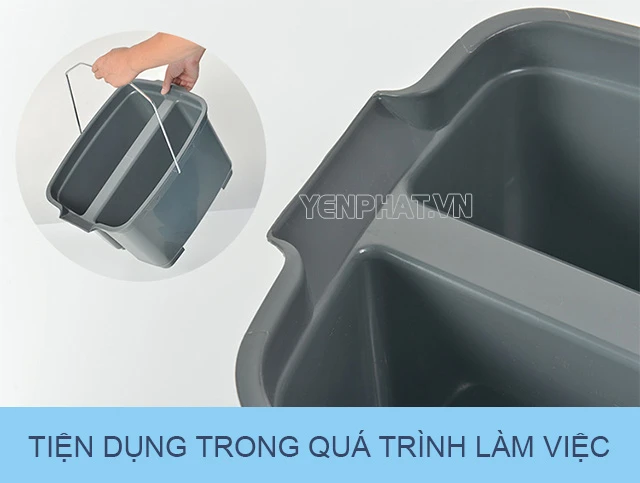 Dễ dàng làm việc với xô lau kính 2 ngăn