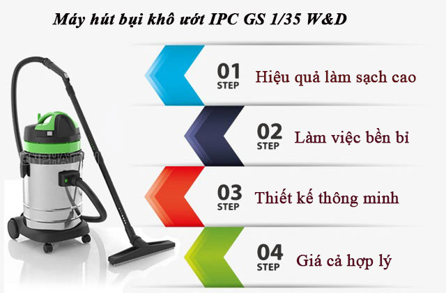 Máy hút bụi khô ướt IPC GS 1/35 W&D có nhiều ưu điểm nổi bật
