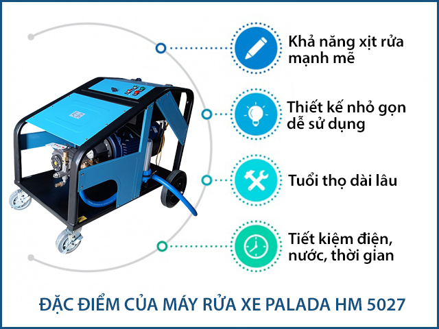 Máy rửa xe Palada HM 5027 sở hữu nhiều ưu điểm thu hút khách hàng