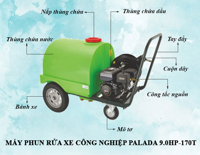 Cấu tạo của máy phun rửa xe ô tô công nghiệp Palada 9.0HP-170T