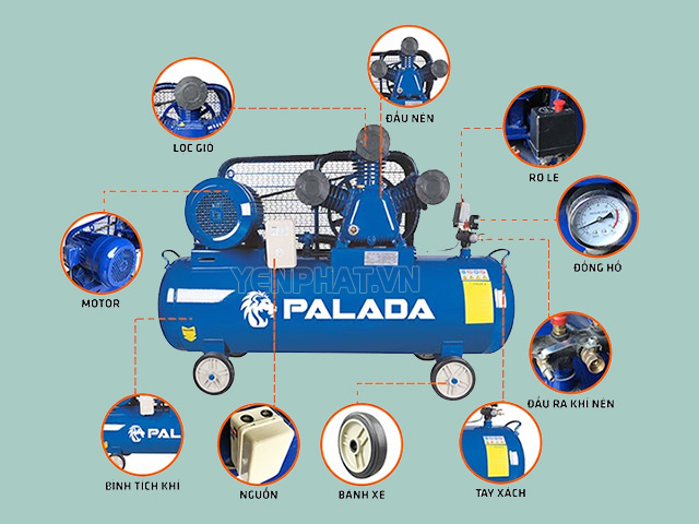 Máy nén khí Palada sở hữu kiểu dáng nhỏ gọn và tiện dụng
