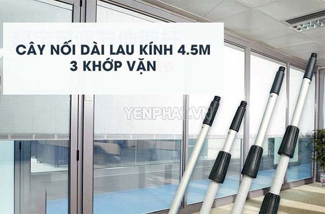 cây lau kính nối dài 4.5m 3 khớp vặn | Điện Máy Yên Phát