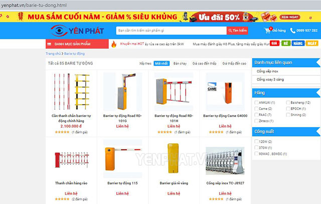 mua hàng tại website Điện máy Yên Phát
